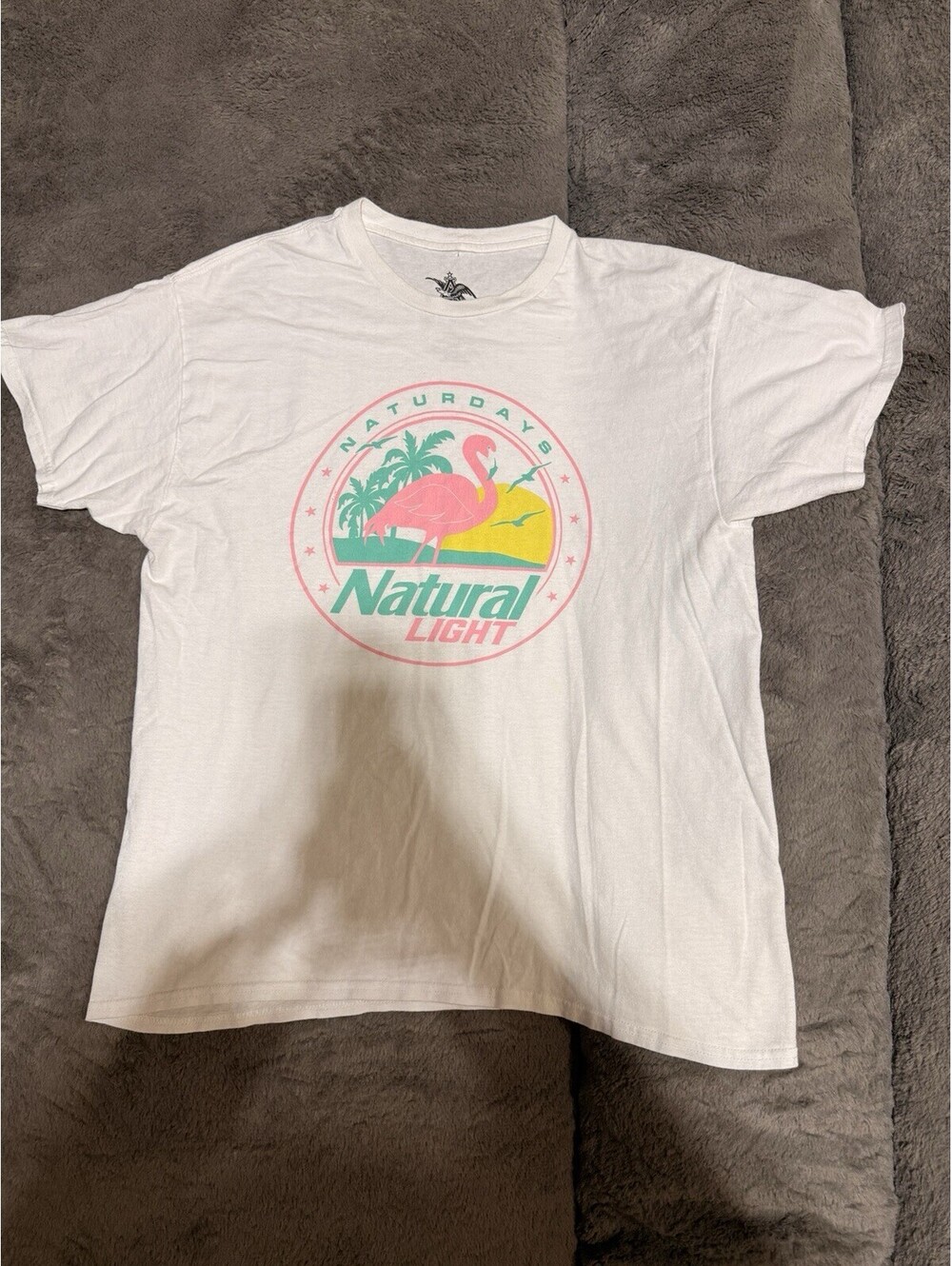 Natural Light Naturdays Men's L Flamingo Beer T-Shirt EUC